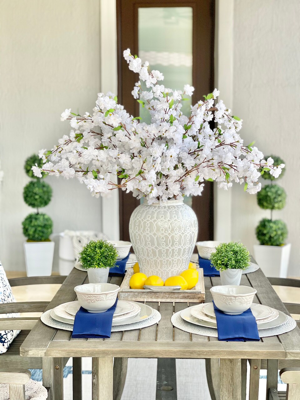 Totally Glam Aura Ginger Jar White Tall Vase for Flowers